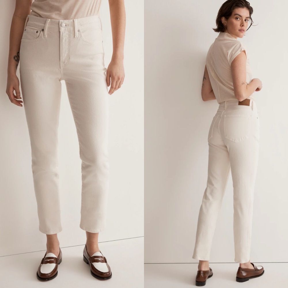 Madewell High-Rise Cropped Jeans in Cream